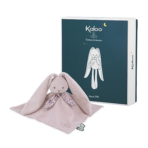 KALOO   Lapinoo   Dudú Conejo Rosa   Peluche Bebé   Cuadrado 30 x 30 cm   Viscosa y Pana Muy Suave   Caja de Regalo   Desde el Nacimiento, K218002