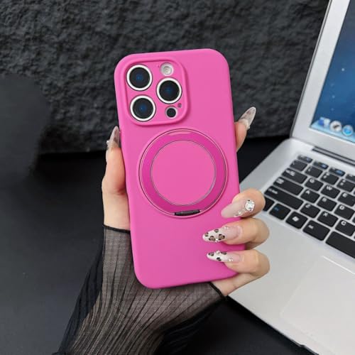 Coque silicone liquide iPhone 16 Pro avec support rotatif et protection magnétique Pitaya Luxe