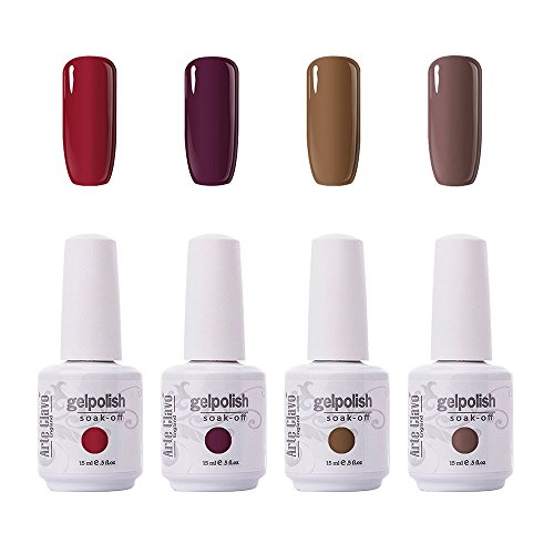 ARTE CLAVO Gel Nail Polish 4 Colors Set Soak off UV LED Nail Art Manicure Salon Set 15ml