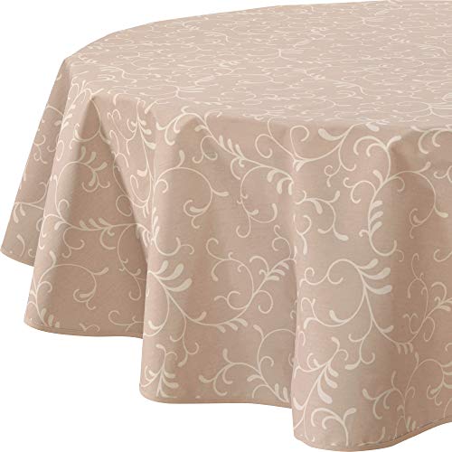 Erwin Müller Tischdecke Essen abwaschbar Taupe Größe rund: 160 cm Ø