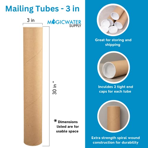 3 Inch X 30 Inch, Mailing Tubes With Caps (6 Pack) | Magicwater Supply #TOP1