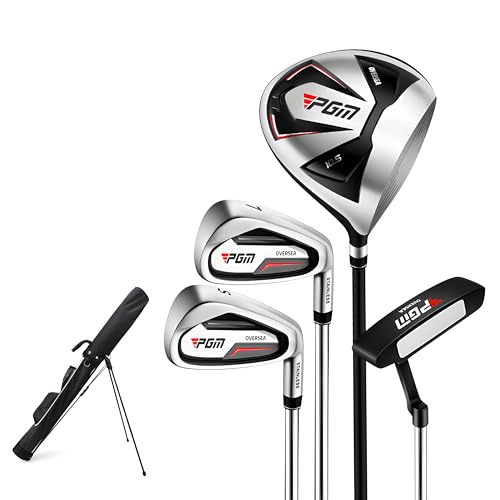 PGM Beginner Golf Clubs Sets OVERSEA for Men 5 Piece Includes Golf Driver, 7 Iron, Sand Wedge, Putter and Lightweight Carry Sunday Club Golf Cart Bag Right Handed