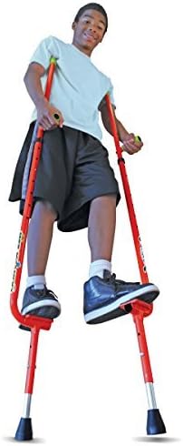 Geospace Original Walkaroo Xtreme Steel Balance Stilts with Height Adjustable Vert Lifters by Air Kicks (red)