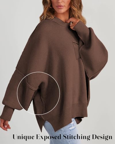 Women's Oversized Sweaters 2025 Crewneck Long Sleeve Batwing Pullover Tops2