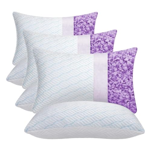 Image of WISHSMILE Cooling Shredded Memory Foam Pillows Queen Size Set of 2 (Pack of 3)