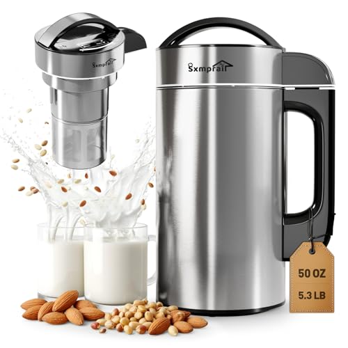 304 Stainless Steel Almond Milk Maker Machine (Built-in Filter) 50oz 6-7 Cups Per Batch 8-IN-1 Cooking Blender Make Plant Based Nut Milk Soy Oat Milk Soup & Juice Automatic Cleaning (Silvery)