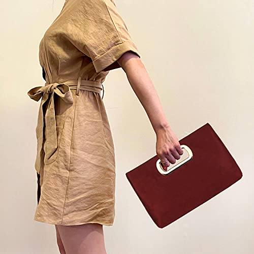Image of Top Handle Faux Suede Clutch