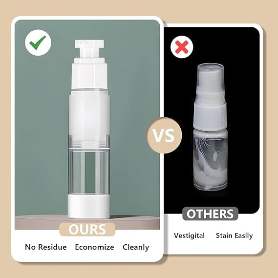 JAMBUVANTI 50ML Airless Lotion Pump Bottle, Transparent Airless Cosmetic Cream Pump, Transparent Plastic Travel Size Pump Bottle, Refillable Travel Lotion Dispenser Bottle (3) 3