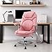 Comermax Ergonomic Executive Office Chairs with Adjustable Lumbar Support, 90-120° Rocking Managerial Chair Swivel Desk Chairs with Padded Flip-up Armrests (Pink), Medium(300lbs)