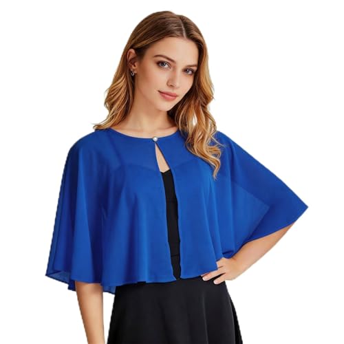 Image of Ciormis Chiffon Capelet Women's Soft Shawls and Wraps for Evening Dresses, Wedding Formal Dress Shawl Cape Cover up