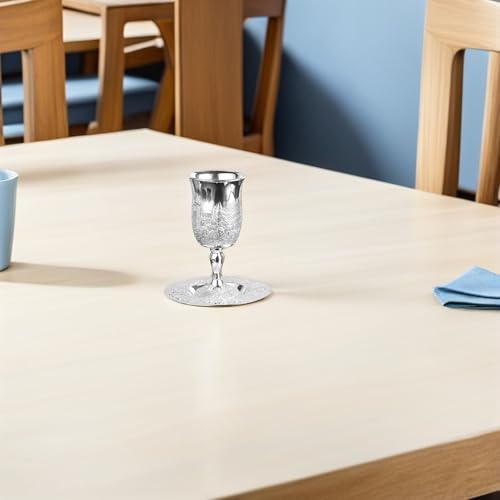 Coupe de Kiddouch juive en métal argenté et accessoire Havdalah - 6