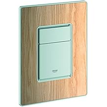 Grohe 38849HW0 Skate Cosmopolitan Toilet Actuation Plate with Wood Surface, Natural Oak/Matte Chrome