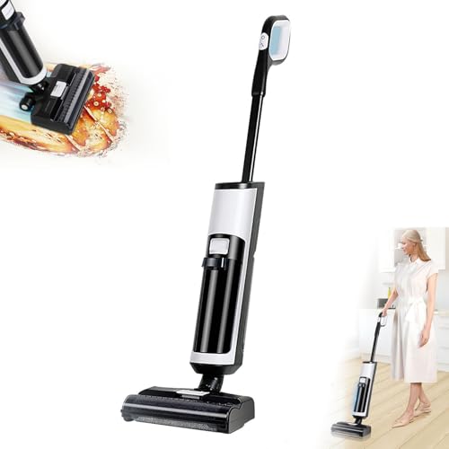 Aspiradora inalámbrica en húmedo y seco, trapeador inteligente plano con autolimpieza, 40 minutos de funcionamiento, limpieza de bordes de doble cara para alfombras y suelos duros