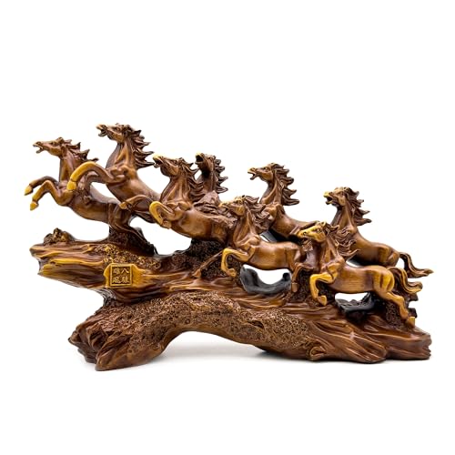 Estatua de Caballos Feng Shui de Resina 13.7"x4"x7.9" miniatura 7