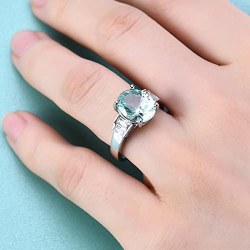 Gem's Beauty 9/11 mm | 0.35"/0.43" Lab Green Spinel Rings Genuine 925 Sterling Silver Handmade 4.79CT Classic Oval Cut Ring for Women Birthstone Ring Classic Romantic Engagement for Women（size 5-10）4
