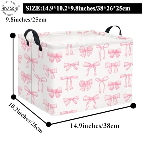 Image of Rectangular Kids Basket Baby Girl Basket Fabric Storage Bin Organizer Box Room Decor(Beautiful Bowknot)
