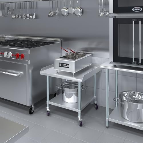 Image of AmGood Stainless Steel Equipment Stand with Undershelf + Casters, Heavy Duty, Commercial Grade, NSF Certified (30 inch Width x 30 inch Length + Casters)