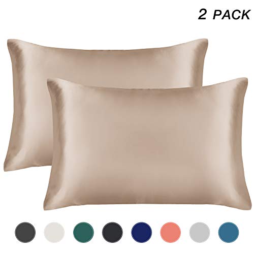 EXQ Home Satin Pillowcase for Hair and Skin, Camel Taupe Cooling Pillow Cases