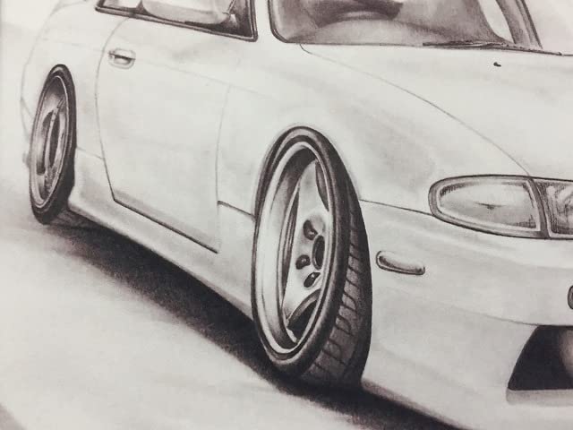 Amazon.co.jp: 【鉛筆画】日産 シルビア S14 前期 A4額縁・作者