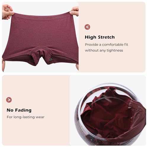 Image of BAMBOO COOL Womens BoyShorts Underwear Seamless Boxer Briefs Mid Rise Full Coverage Breathable Stretch Ladies Panties 5 Pack