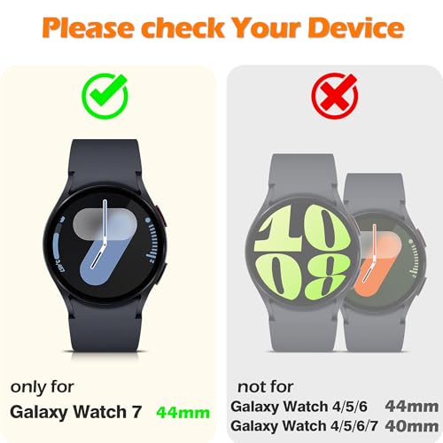 Misxi 2-Pack Hard PC Screen Protector Case for Samsung Galaxy Watch 7 44mm, Anti-Slip Ultra-thin Scratch Resistant Cover with Tempered Glass for Galaxy Watch7, Black