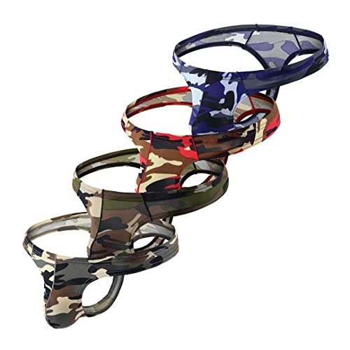 Pdbokew Mens Thongs Quick Dry G-String Underwear Camo 4Pack Large #TOP21