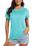 MAGCOMSEN Womens Workout Shirts Short Sleeve Fishing Shirts Fitness Tee Yoga Tops Cool Running T Shirts Light Green Medium