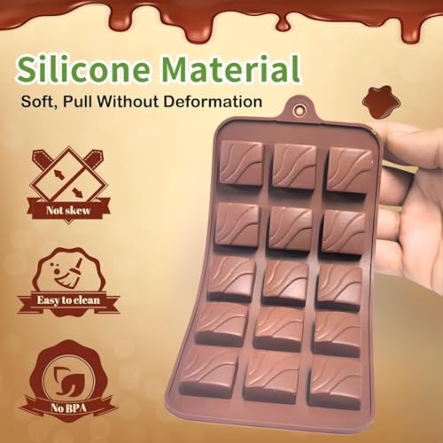 Image of ARTO Zigzag Wave Silicone Chocolate Mould | 15 Cavity Fan Design Tray | Unique Abstract Shape for DIY Modern Chocolates & Cake Decor | Non-Stick Baking Mould (Brown)