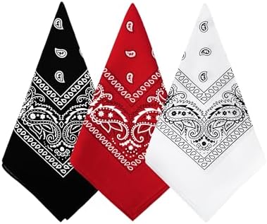 Bycc Bynn 3 Pack 100% Cotton Paisley Pattern Bandanas Face Mask Square Scarf Headwear