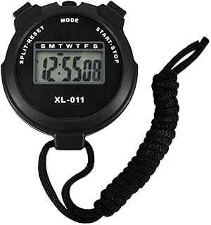 BEHAHAI Digital Sports Stopwatch Timer Stopwatch Large Display Interval Training Timer Outdoor Split Stop Watch Lap Timer Digital Calendar Alarm Clock Referee Watch for Training Running(Black)