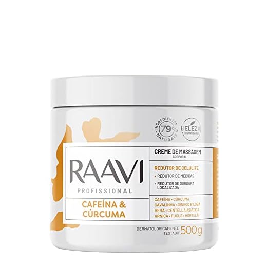 Raavi Creme De Massagem Cafeina E Curcuma