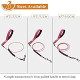 VIVAGLORY Hundeleine Edelstahl Toughbite Hundeleine Bissfest, Welpenleine Führleine mit Doppelgriff & 2 Griffen für Hausleine Joggingleine, Kette Metall Edelstahl & Bissfest für Hunde, 180cm, Rot
