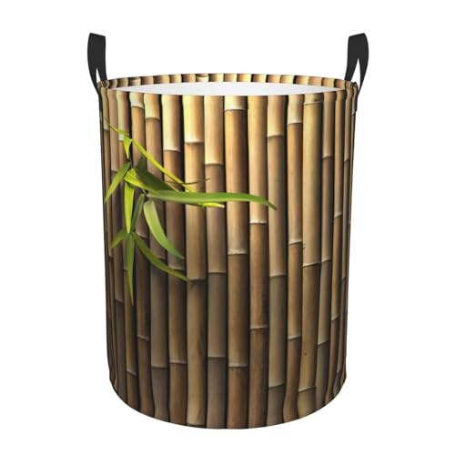 Panier à linge haut en bambou véritable au design imprimé printemps