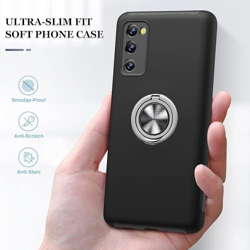 NWNK13 For Samsung Galaxy A71 4G Case Slim Fit Shockproof Tough Armor Case Ring Holder Protective Case Silicone Bumper Mobile Phone Cover for Samsung A71 4G Black - Image 2