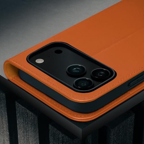 Étui iPhone 17 Pro Max cuir orange antichoc compatible MagSafe