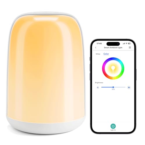 Meross_Smart Lámparas Inteligente LED, Lámparas de Mesita de Noche WiFi, Regulable RGBWW, Temporizador, para Dormitorios y Salones, Compatible con Apple HomeKit, Alexa y Google Home