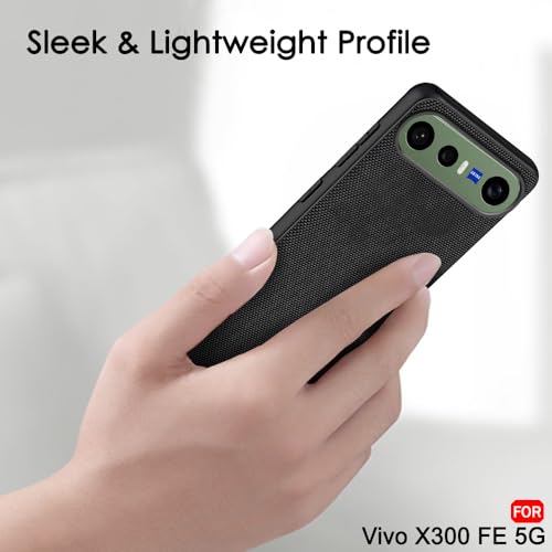 Image of TheGiftKart Back Cover Case for Vivo X300 FE 5G | Slim & Lightweight | Ultra-Premium Design | Camera Protection Bump | Fabric Texture Back Case Cover for Vivo X300 FE 5G (PC & TPU, Black)