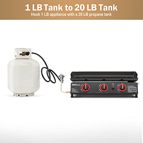 Creolefeast Ada1001 5 Feet Propane Hose Adaptor, 1 Lb Portable Appliance To 20 Lb Lp Tank Converter With Type 1(Qcc1) Connection, Black #TOP1