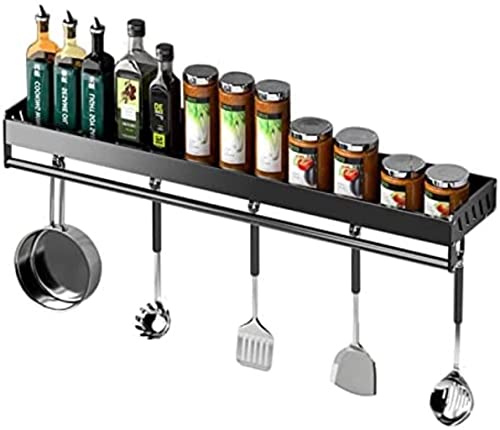 Generisch Küchenregal Küchenutensilien Küchenwandaufbewahrung mit Haken Küchenwandorganisator Wandmontage mit Handtuchhalter Mikrowellenhalterung (Größe: 60 cm)