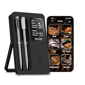 BFOUR Drahtloses Fleischthermometer mit 2 Sonden