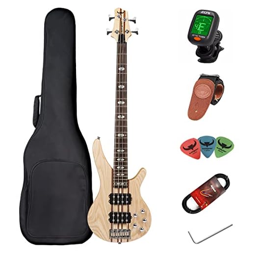 Bajo eléctrico 4 cuerdas de tamaño completo P bass kit para principiantes negro con bolsa de concierto, correa de guitarra y cable de guitarra (4s)…
