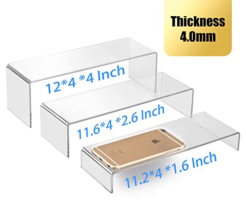 Andgoo 2 Sets Large Acrylic Risers, Clear Rectangular Showcase Collectibles Display Shelf, Retail Desktop Display Stand For Organize And Decoration #TOP2