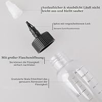 Sliverdew 2 Stück Squeeze Flaschen 110ml klare Ölspender Quetschflasche mit Skala Ölflasche mit Spitzenkappe Mehrzweck Plastikflasche für flüssige Gewürze sauce Öl Soja Essig – Ansicht 6