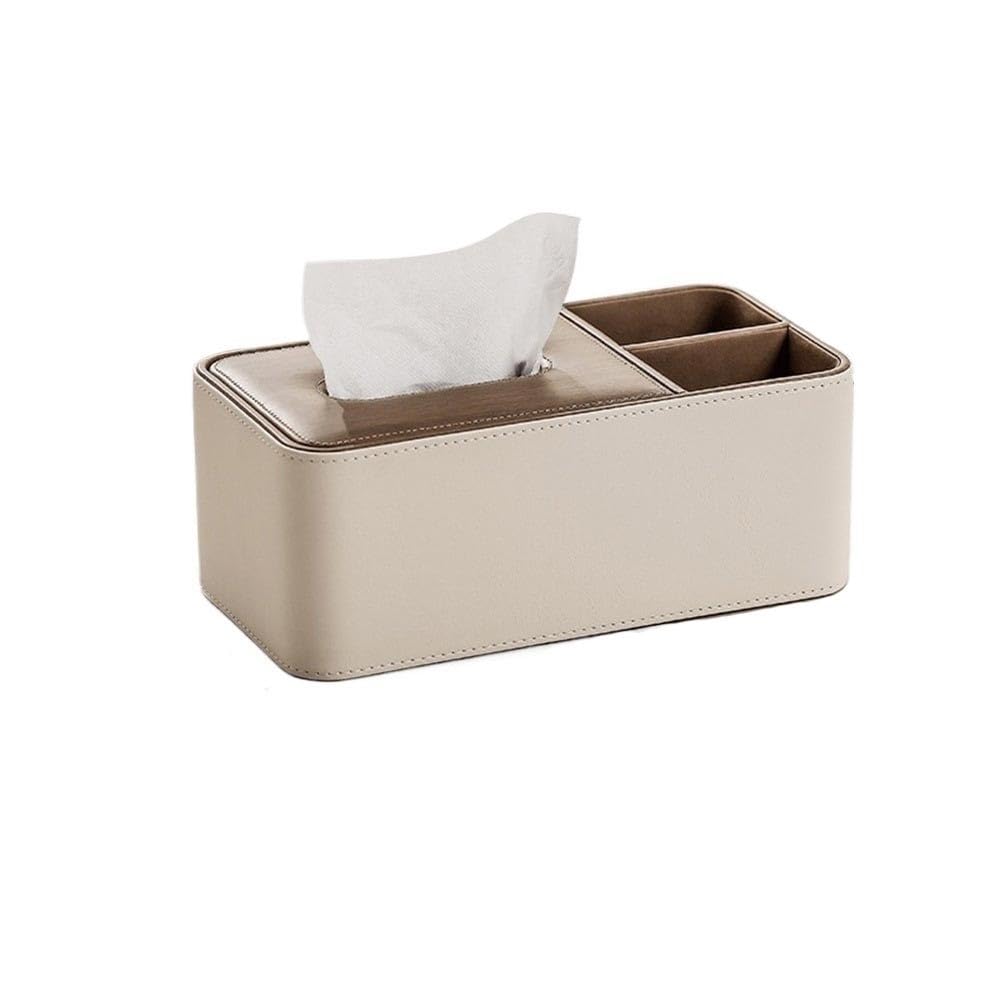 Tissue Case Tissue Box with Storage Compartment Square Home Living Room Desktop Tissue Dispenser(Bruin)
