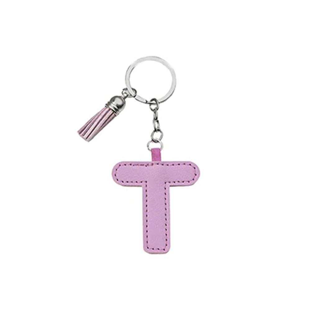 Arfuka Unisex Lette T Letter Keyring With Colored Pu Leather Tassel Pendant Alphabet T Keychain- Cute Bag Charm, Backpack Decoration Accessories For Women & Men
