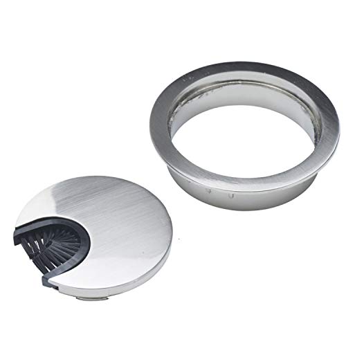 image for Desunia Satin Nickel Metal Cable Grommet | 2 Piece 