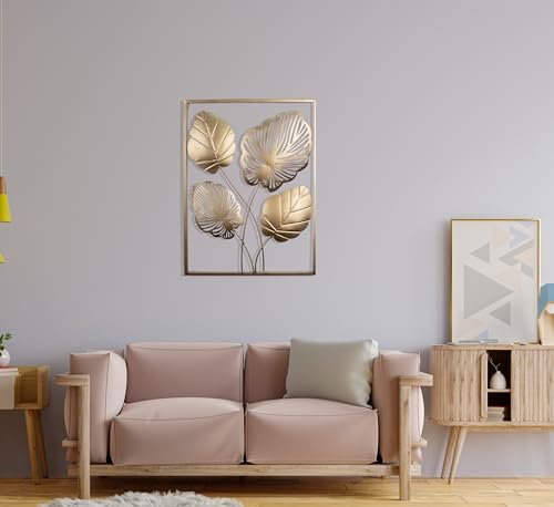 Image of Framing Hub - 4 Leaves Gold metal Wall Art for living room bedroom hall gift | Home & Decor | Gold| 12 * 18 inch