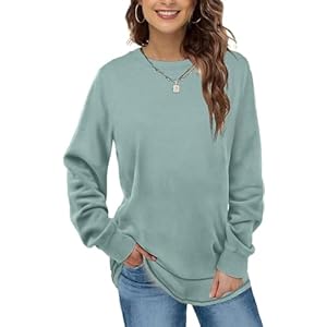 EUHOM Damen Sweatshirt Pullover Basic Langarmshirt Oversize Rundhals Langarm Pulli Herbst Winter Casual Oberteile Tops für Leggings