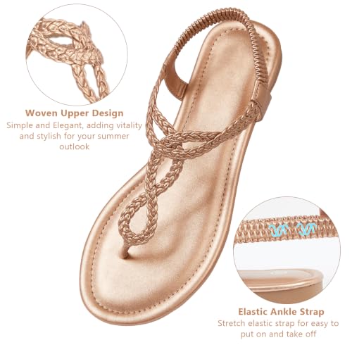 Image of zeetoo Women's Flat Sandals Summer T-StrapThong Bohemian Casual Comfortable Dressy Sandals for Women