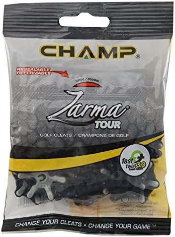 Champ Zarma Tour SLIM-Lok Golf Spikes Set of 18 Cleats, Black/Silver